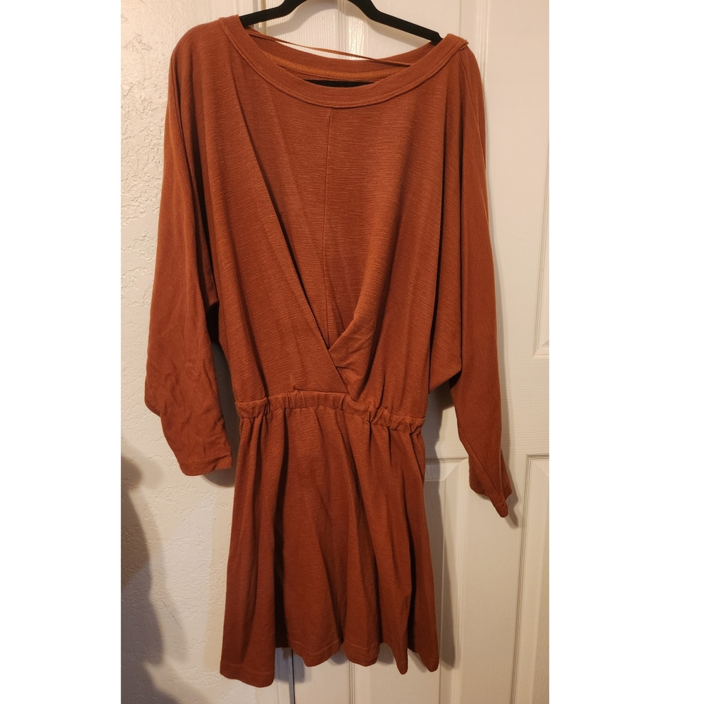 Free People Long Sleeve Orange Dress L